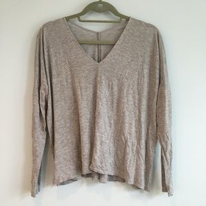 Grey V-neck Long Sleeve